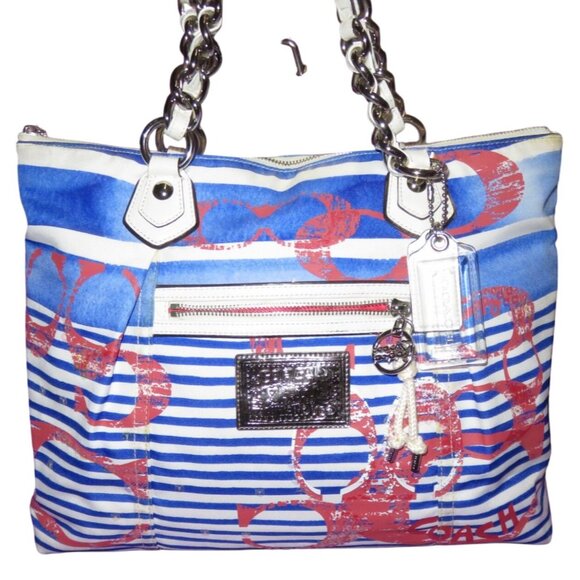 Coach 2011 Rocker Nautical Theme Sequined Poppy Canvas Tote & matching wallet - Picture 3 of 15